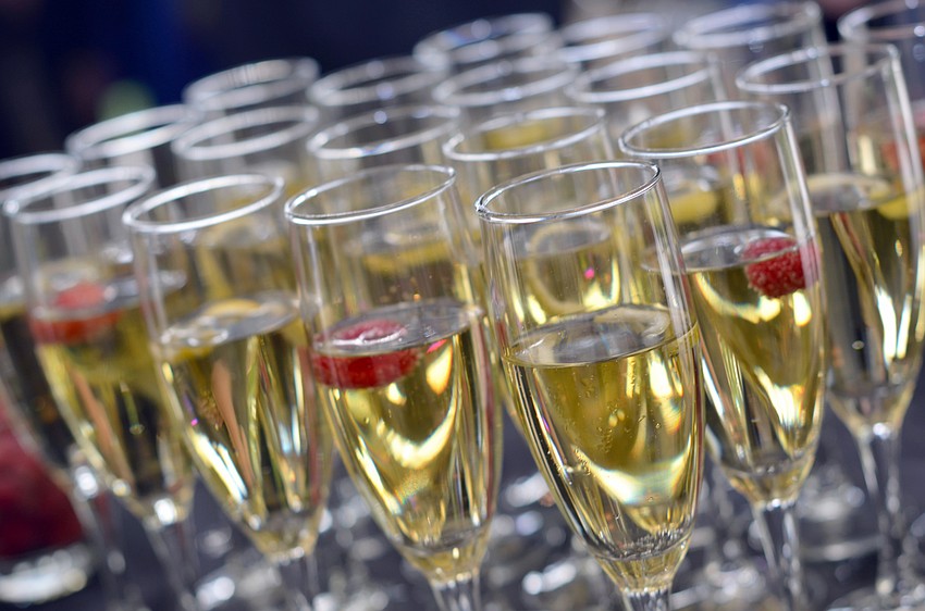 Guests sipped champagne during social hour at Starry Night Dinner 3.