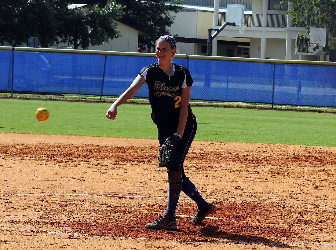 Sarasota Christian senior Cheyenne Miller pitched a perfect game with 11 strikeouts to lead the Blazers to a 10-0 victory versus Seacrest Country Day in the Class 2A-District 6 championship April 14.