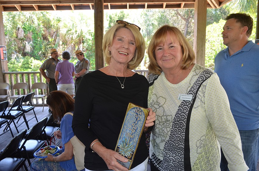 Beautification award recipient Barbara Gurchiek and Jo Ann Schwencke