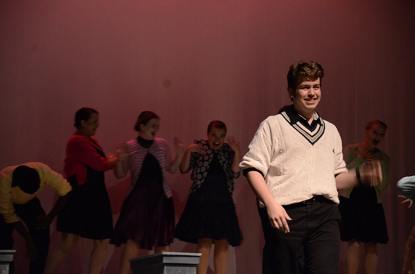 Jackson Helewege performs in a song from Hairspray.
