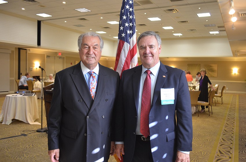 Republican Club President Joe McElmeel and speaker Robert Wolf