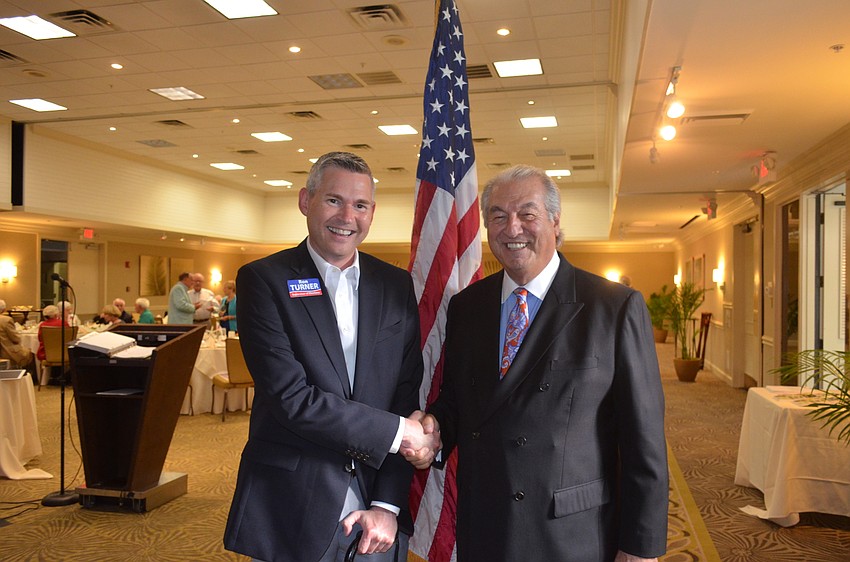 Ron Turner, who is running for Sarasota County supervisor of elections, and Republican Club President Joe McElmeel