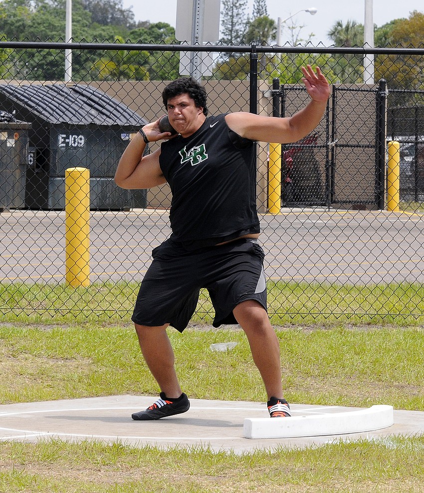 Lakewood Ranch's Sam Jackson finished second in the shot put with a mark of 46 feet, 10 inches.