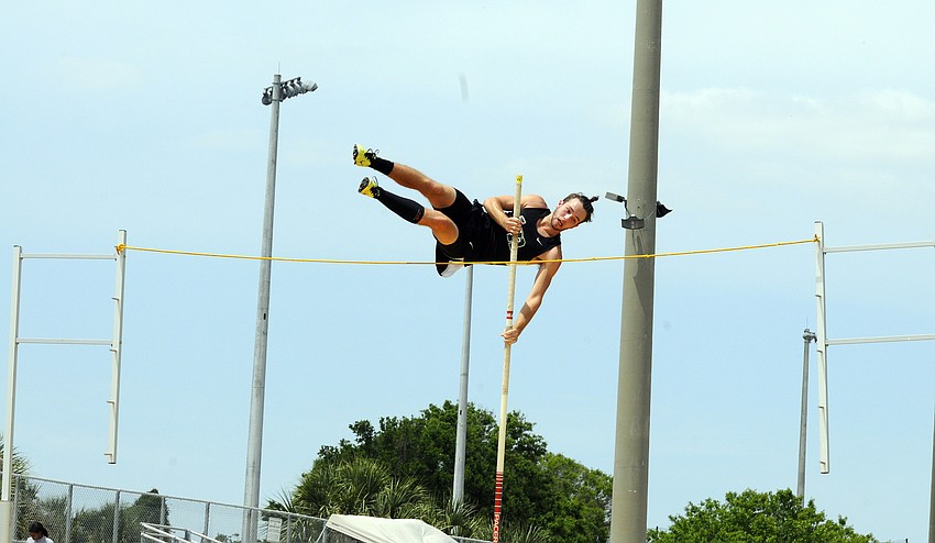 Lakewood Ranch's Ben Lacina cleared 14 feet to win the pole vault.