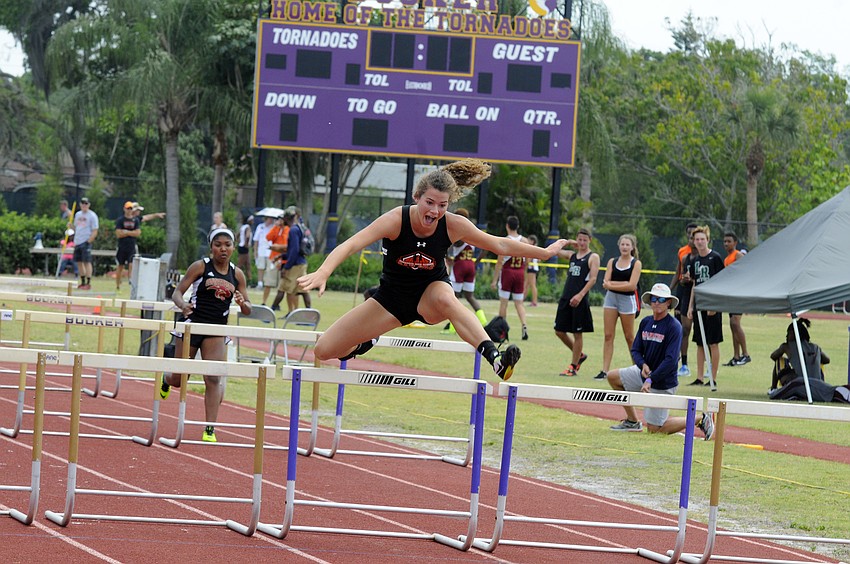 Sarasota's Hannah Hritz finished third in the 100-meter hurdles with a time of 16.51 seconds.