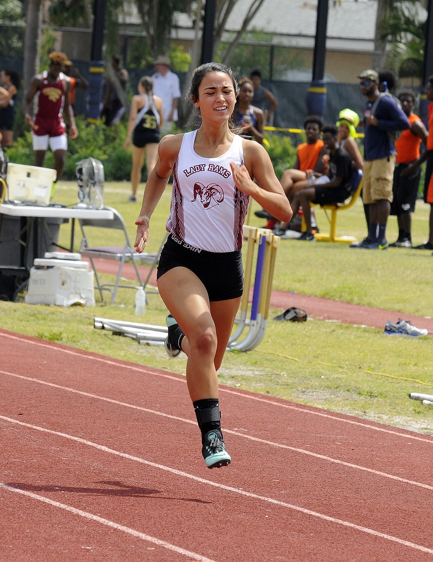 Riverview senior Gabrielle Levy ran the 100-meter dash.