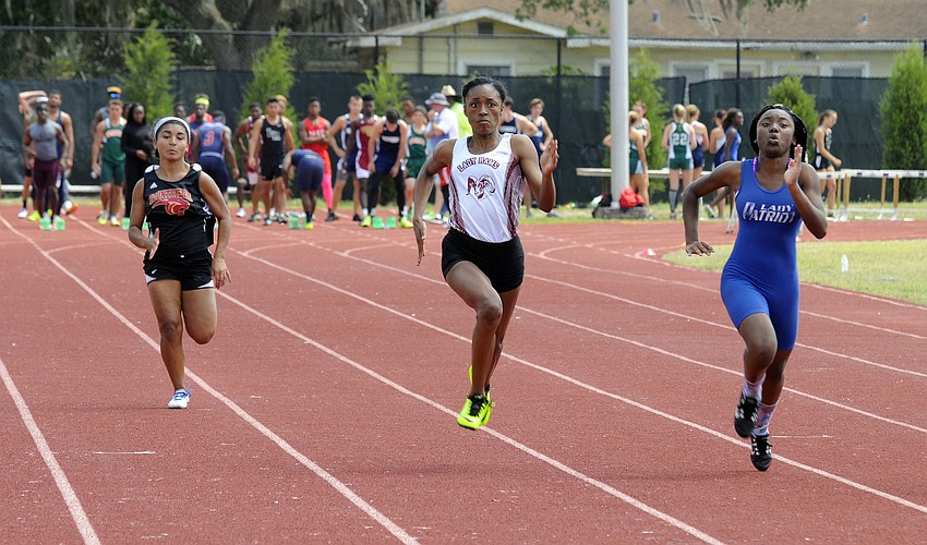 Riverview's Alexis Booker finished fifth in the 100-meter dash in 13.05 seconds.