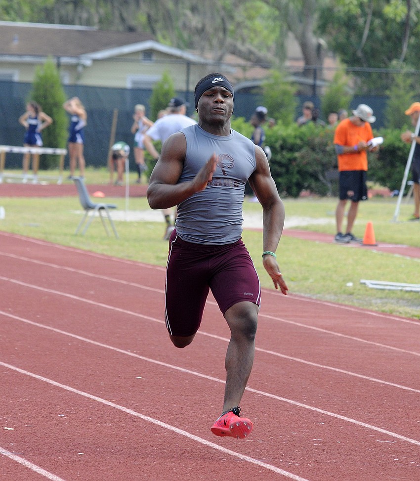 Riverview's Antrone Thomas ran the 100-meter dash in 11.37 seconds.