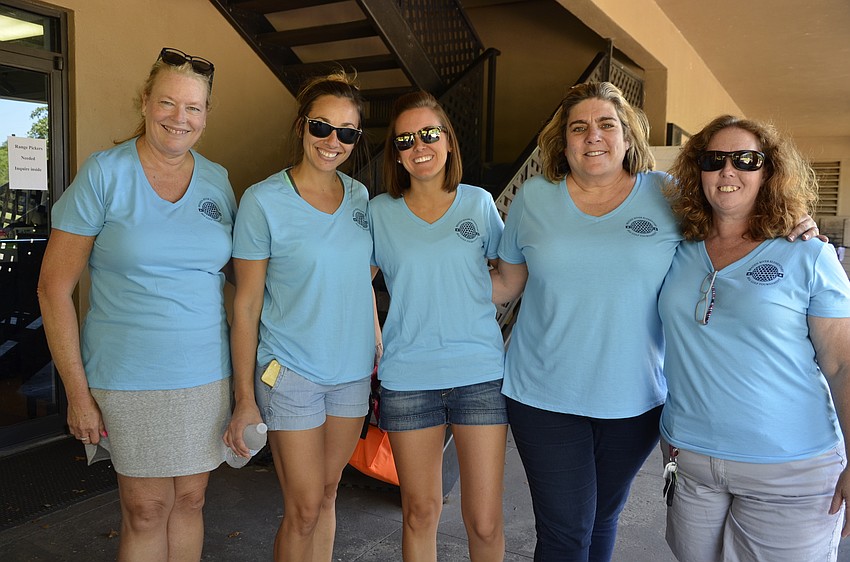 Event volunteers Marcie Ahlstrand, Angelica Muench, Danielle Reddick, Lisa Camuto and Genny Knopf. All the volunteers were staff or faculty of the elementary school.
