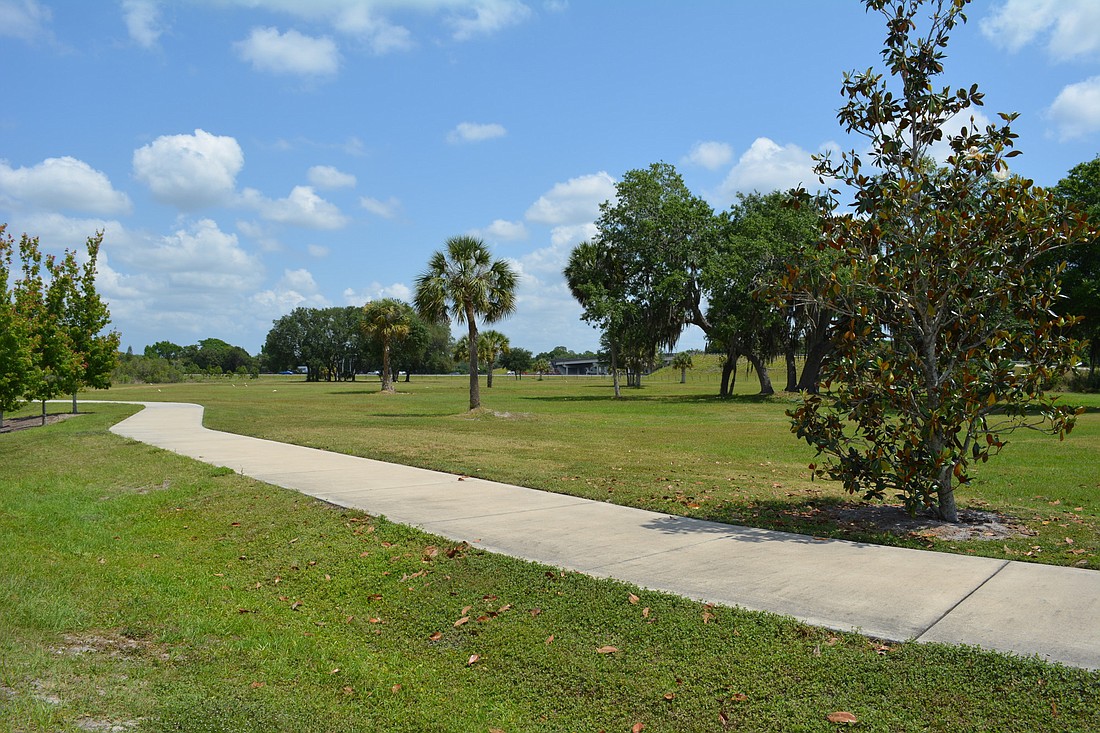 The northeast corner of the Tom Bennett Park property, pictured here with Interstate 75 in the distance, is where the water park would be located.