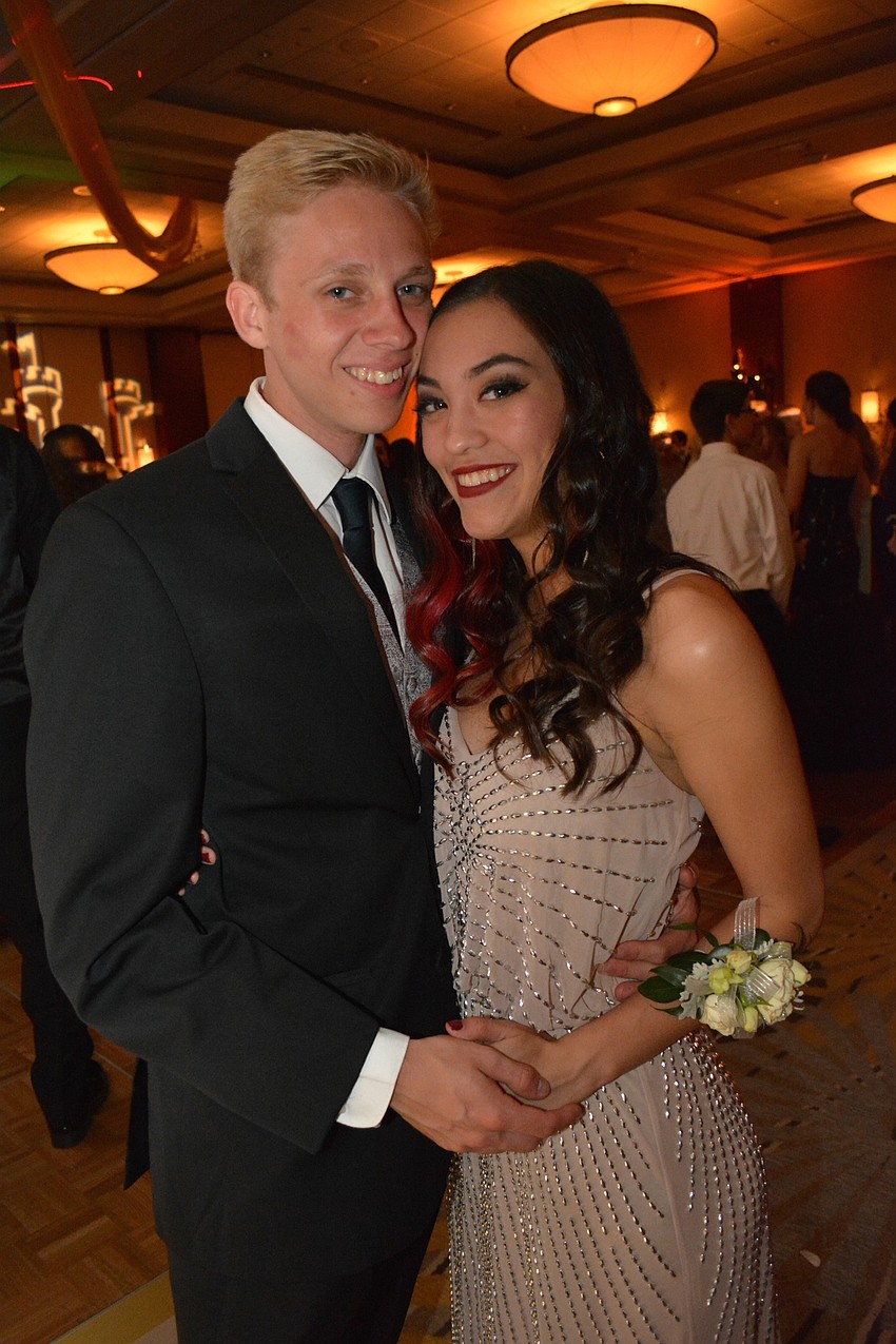 Brandon Piwowarski and Elisabeth Davis, both seniors, have fun together.