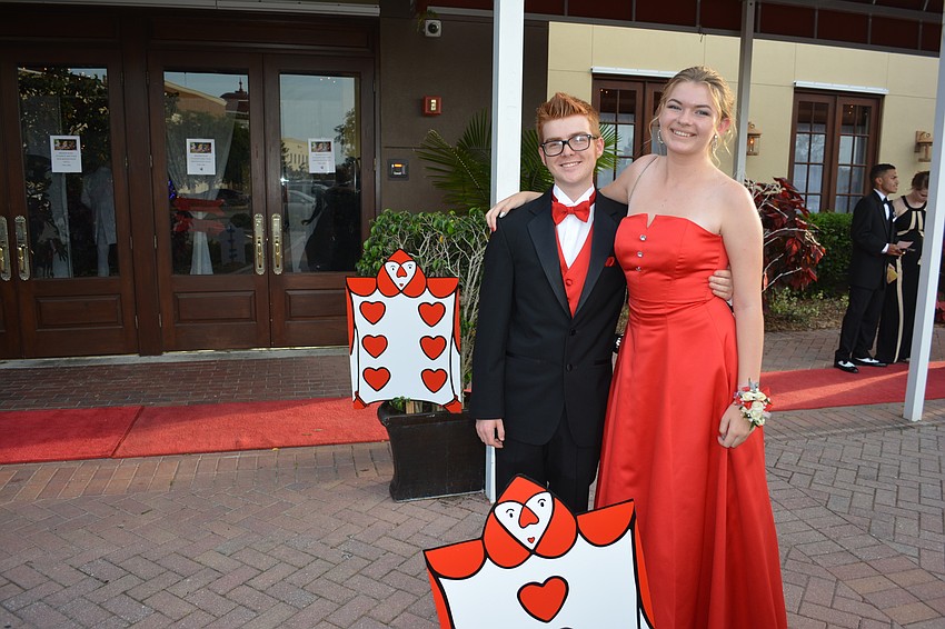 Juniors Jake Stonecypher and Erika Jessen get ready to walk the red carpet.