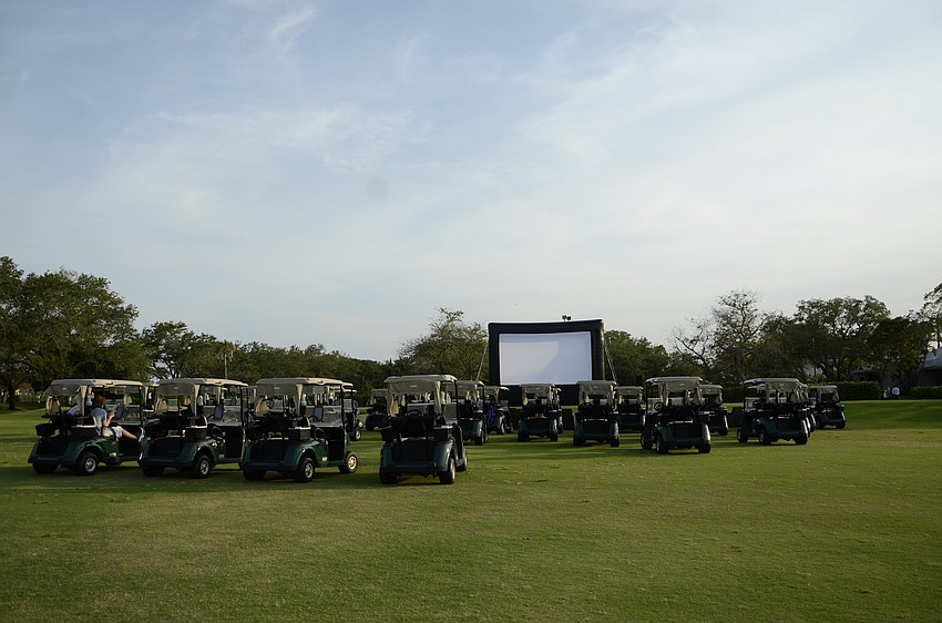 Carts await movie-goers, who 
