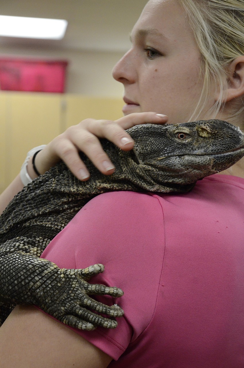 Kara Kimes gets a hug from Captain Blackbeard.