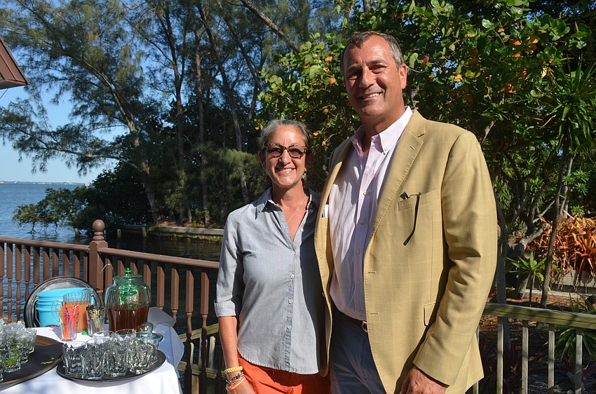 Sarah Sigmund, InStride Therapy marketing and special event coordinator, with Master of Ceremonies Chris Sleight