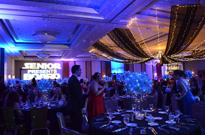 The galactic theme carried into the ballroom of the Hyatt Regency Sarasota with stars projected around the room.