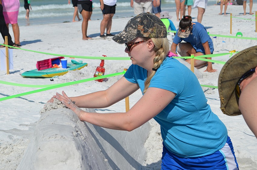 Nicole Goosney strengthens the wall for the team effort of 