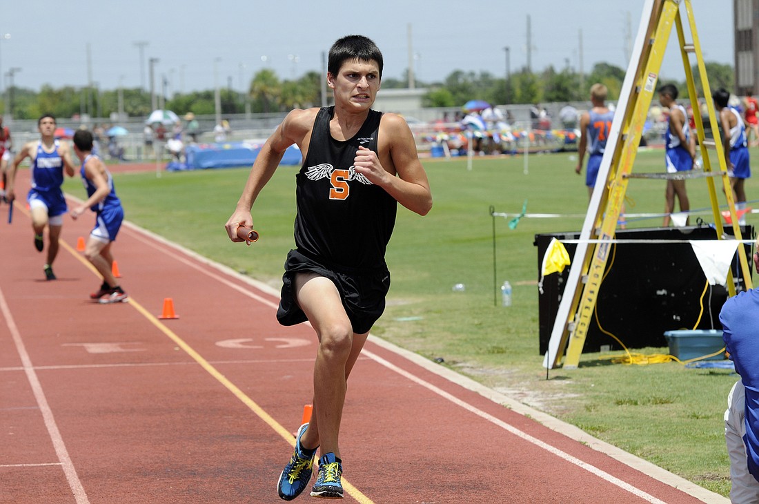 Sarasota senior Adam Bradtmueller won three medals, including a gold medal in the 3,200-meter run, at the Class 4A state championship May 6-7, at IMG Academy.