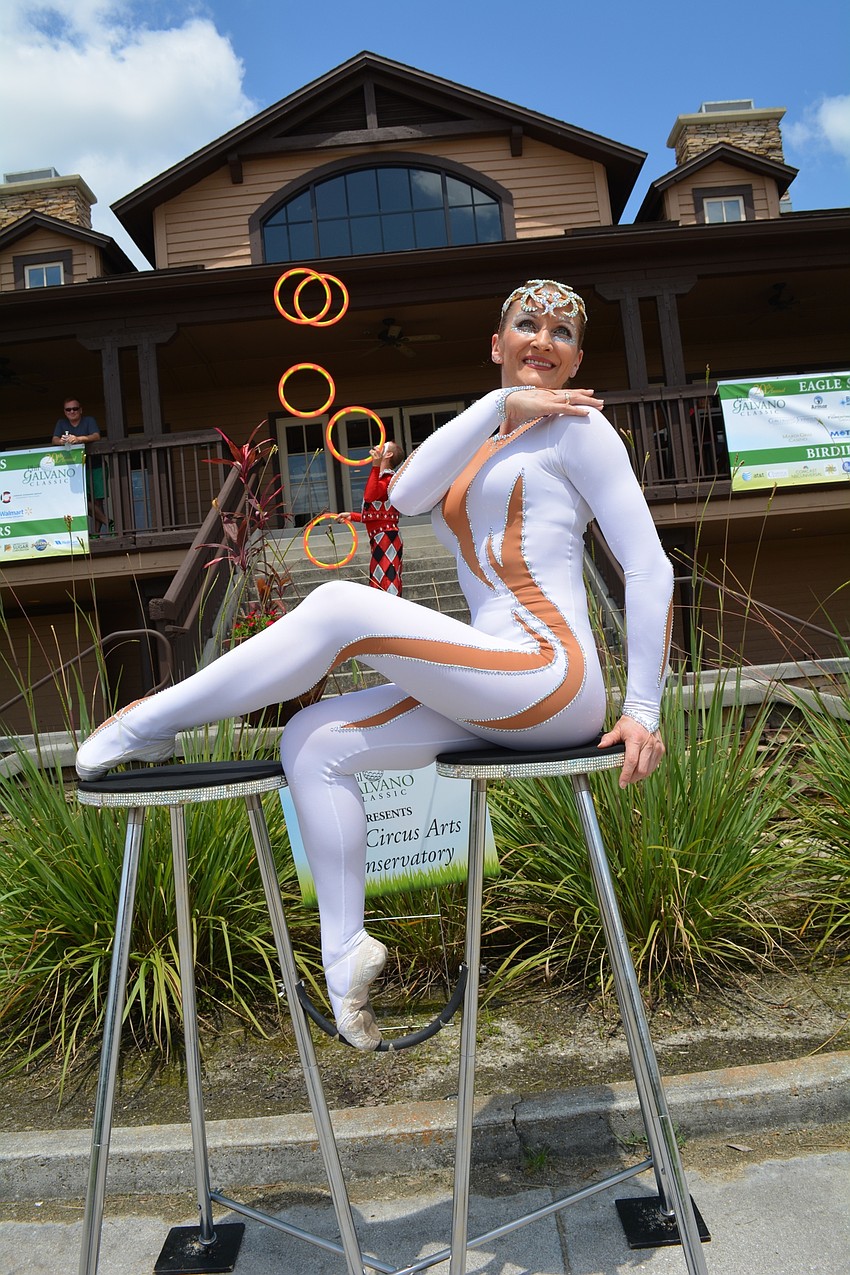 Contortionist Elena Tsarkova  of Circus Arts Conservatory wows guests with her flexibility.