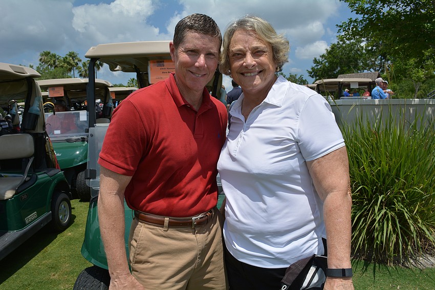 Tallahassee lobbyist Chris Hansen, of Ballard Partners, greets Florida Sen. Nancy Detert.
