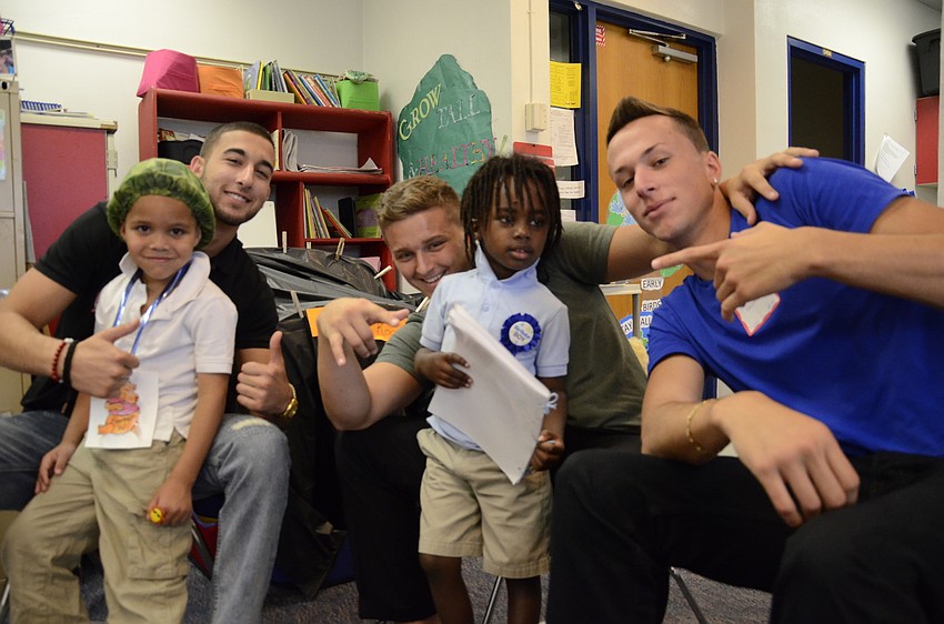 Pre-kindergarteners Karter Williams and Johnny Blanc with their Lakewood Ranch squad, Chad Hatoum, Dominic Farina and Ben Adamson
