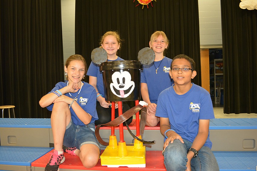 Braden River Elementary's Mia Merrell, Olivia Garland, Remy Lewis and Ansh Patel made their water tower a tribute to Mickey Mouse.