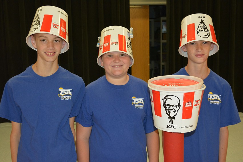 Troy Vannortwick, Sean Conerly and Zachary Vannortwick, all Braden River fifth graders, weren't chicken to enter the water tower competition.