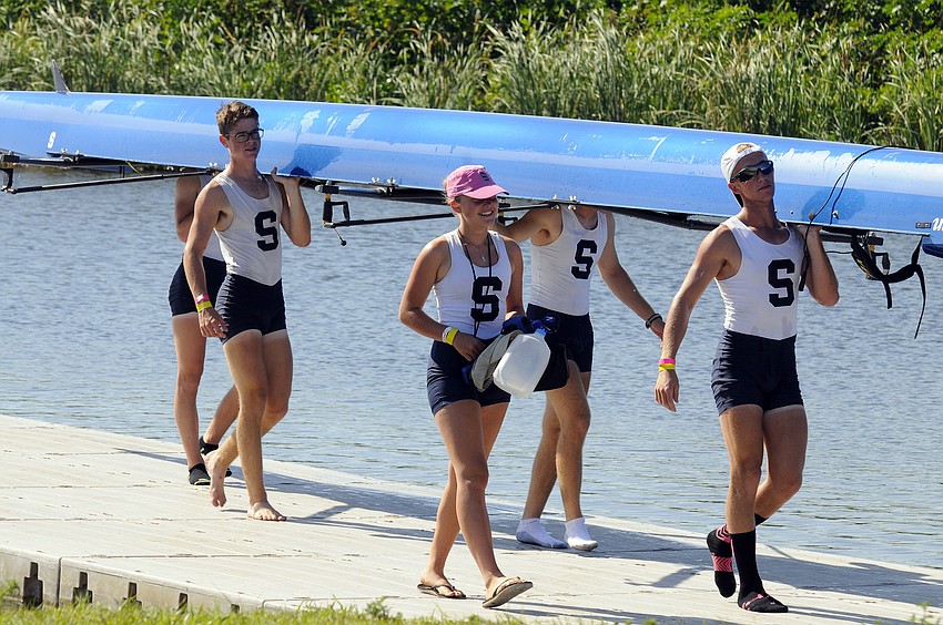 Jack Miller, coxswain Lydia Bremer and Trey Whitten finished third in the Men's Lightweight 4+ to qualify for the national championships.