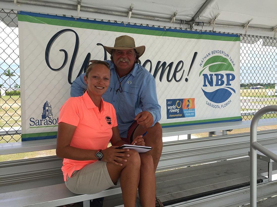 SANCA events and volunteer coordinator Sarah Kupiec and operations manager Bob Whitford use a detailed checklist when preparing for each of the nearly 50 events that will occur at Nathan Benderson Park during the 2016 fiscal year. (courtesy photo)