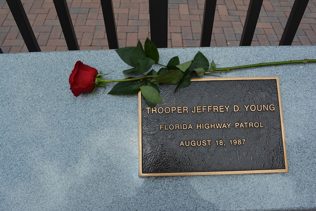 Each fallen law enforcement representative has a plaque at the Manatee County Law Enforcement Memorial in front of the courthouse.