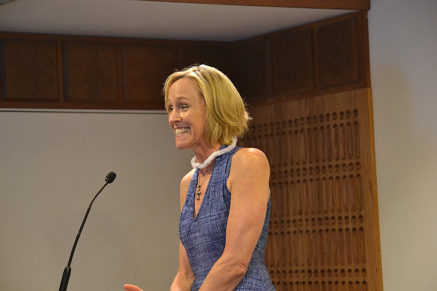 First Presbyterian Preschool Director Clare Carter wishes graduates luck in their transition to kindergarten next year.