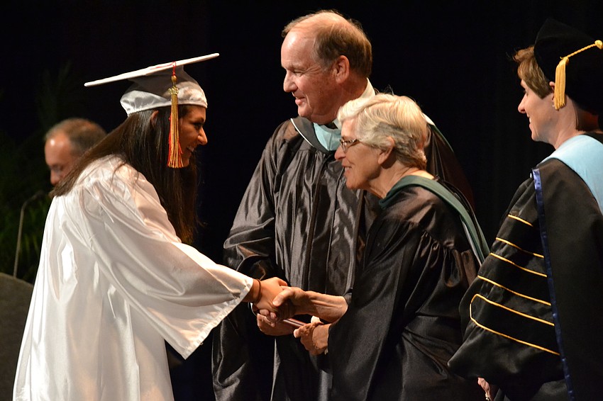 Cassandra Zec greets Sister Lucia Haas