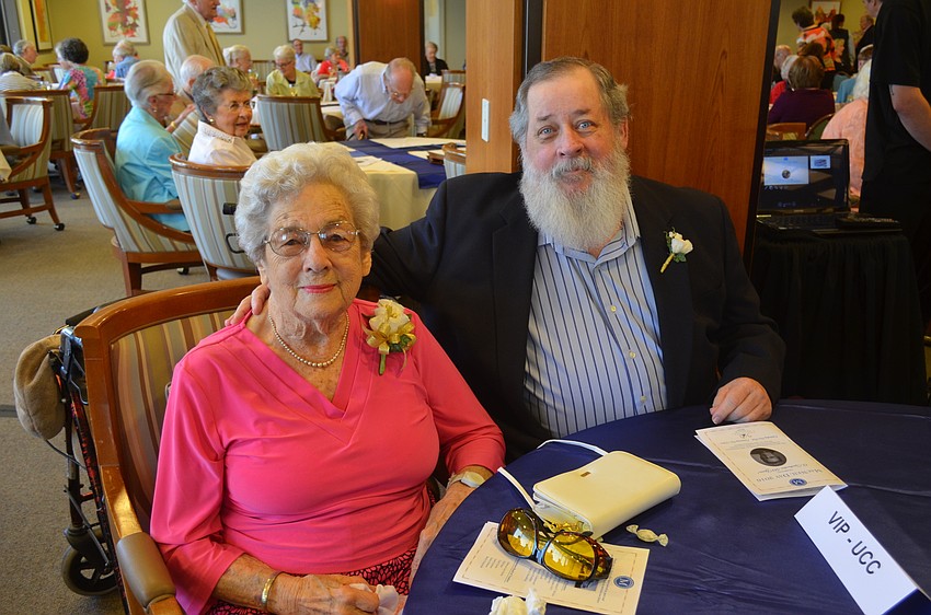 Judith MacNeil Merrill and Paul MacNeil, wife and son of the Rev. Dr. John Whitney MacNeil, founder of Plymouth Harbor