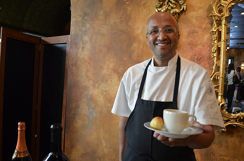 Chef Dylan Elhajoui, of Mozaic, prepared cream of mushroom soup.