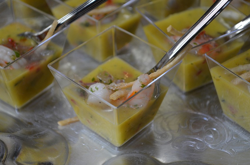 Mattison's offered a yellow bell pepper gazpacho with shrimp salsa.