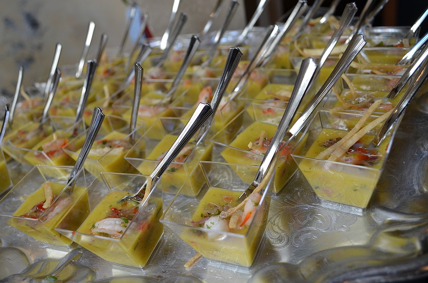 Mattison's offered a yellow bell pepper gazpacho with shrimp salsa.