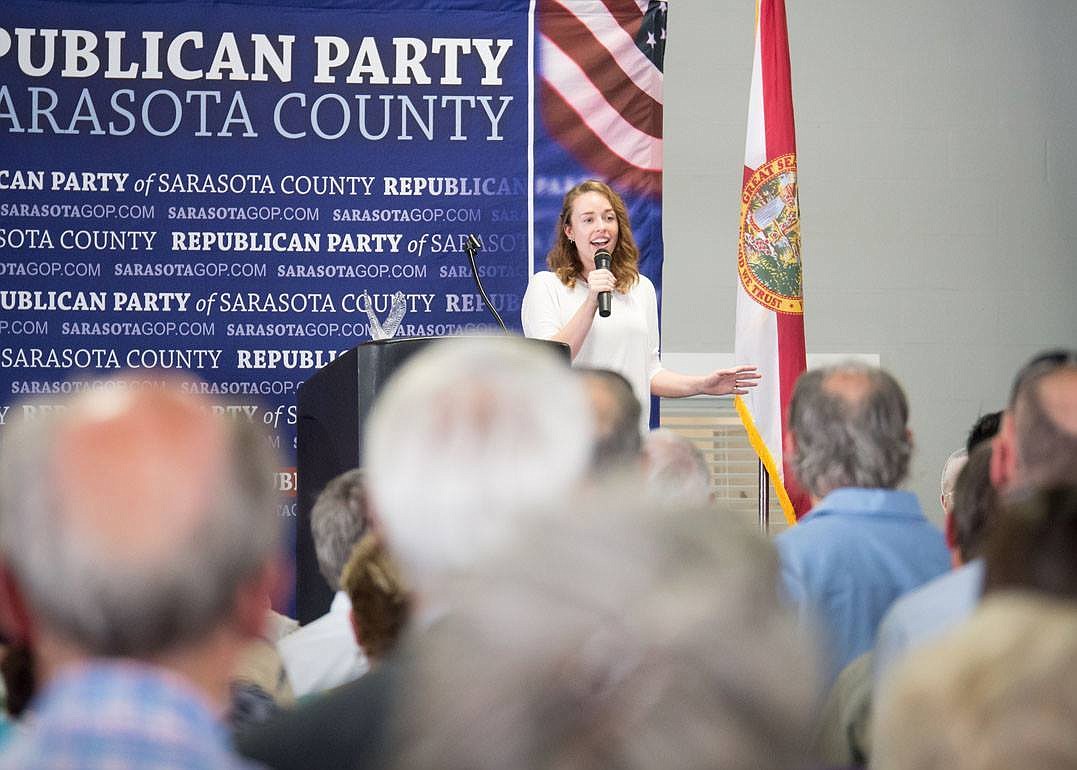 Courtesy photo. Erika Miller performs the national anthem for the Republican Party of Sarasota County.
