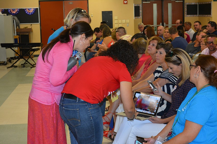 The concert was delayed a few minutes due to technical difficulties getting Sgt. Joe Baker on Skype from the Middle East.