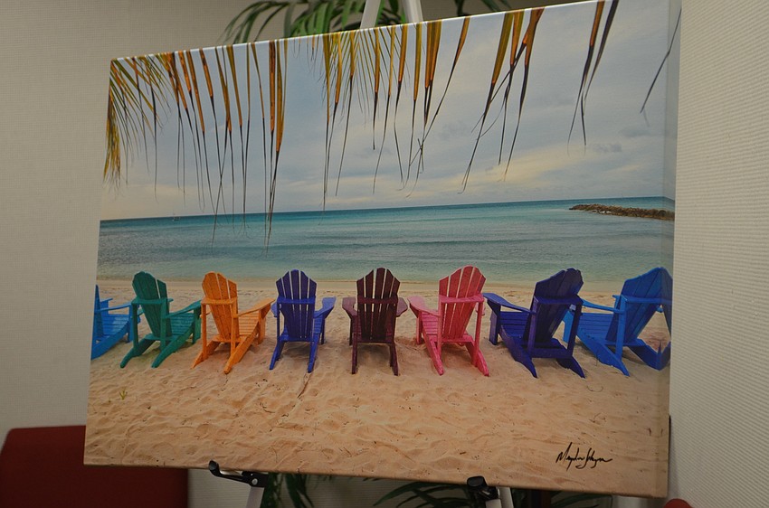 One of Mary Lou Johnson's photos on display for the lecture.