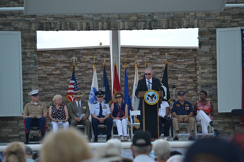 Master of Ceremonies Kris Hager, a gold star father, who lost his son Staff Sgt. Joshua Hager in 2007 while deployed in Iraq.