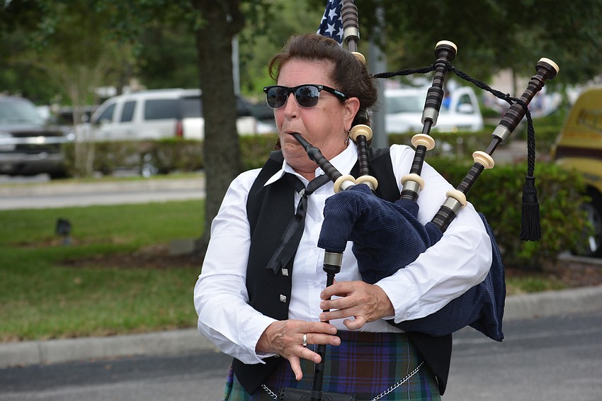 Sarasota's Eileen Carrigan of Blue Skye Pipe and Drum and New World Celts belts out a tune.