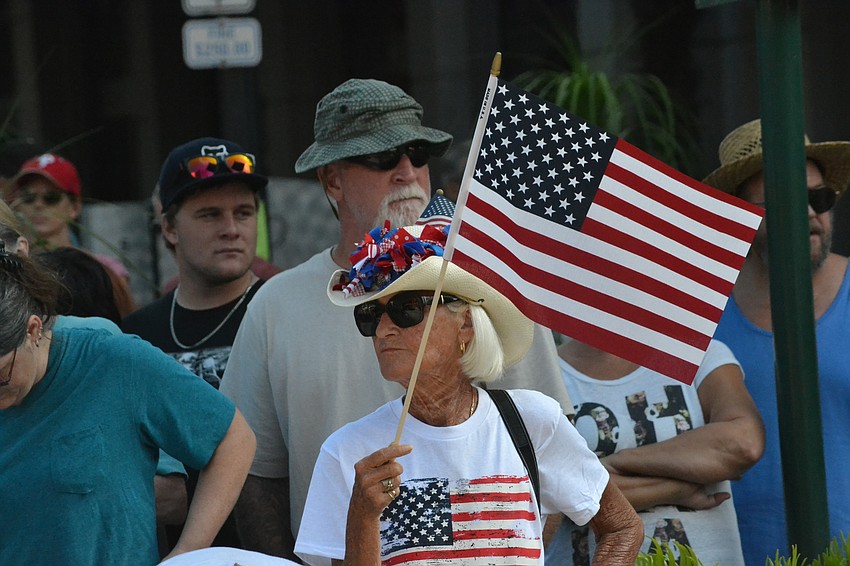 Barb Nutting made sure she could be seen on the sidelines of the parade in her red, white and blue.
