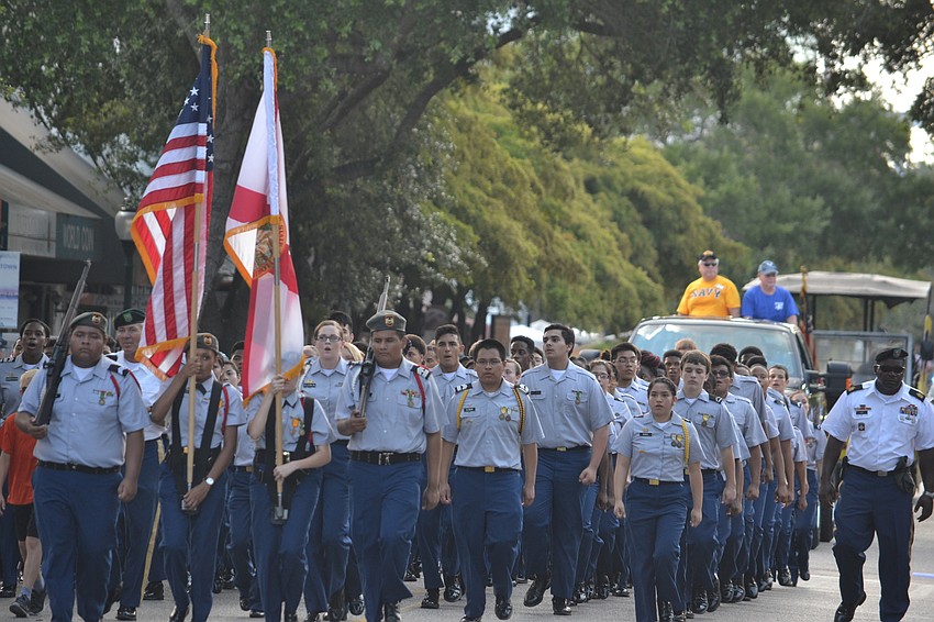 Members of the Booker High School ROTC participate in the Downtown Sarasota Memorial Day Parade.