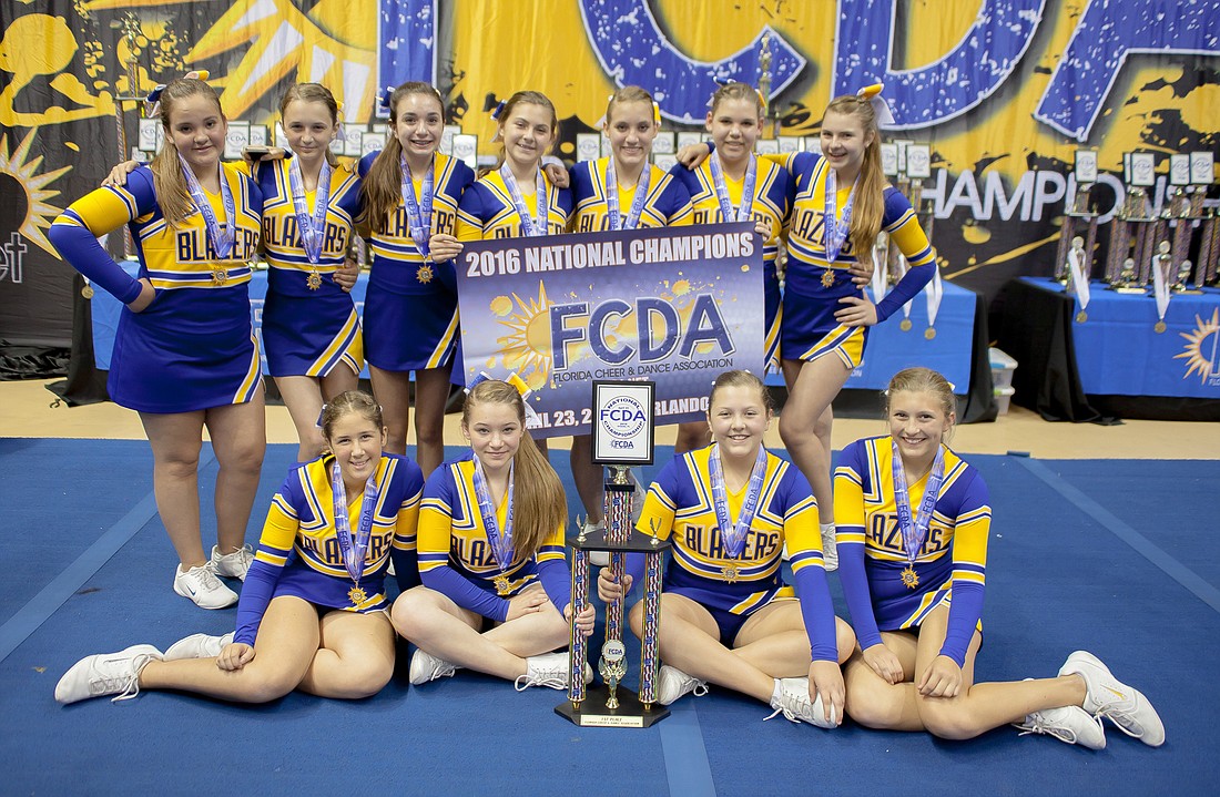 The Sarasota Christian Middle School cheerleading squad won a national championship in its first season of competition. (courtesy photo)