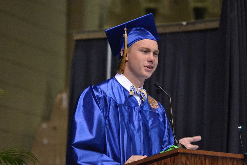 Connor Long addresses his classmates one more time as the senior class speaker.