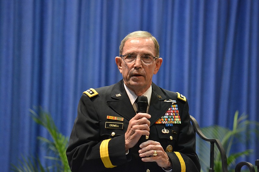 Sarasota Military Academy Board Chairman retired Lt. Gen. Howard Crowell addresses guests.