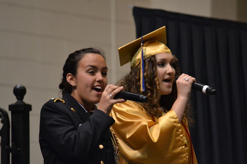 Sophomore Lauren Medred and Allyson Scott perform 