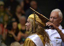 Regimental Commander for 2015-16 Lexi Williamson receives the command to dismiss her classmates for the final time.