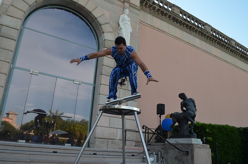 Circus performers entertained the crowd with a rolo bolo act.