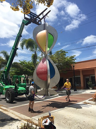 In April, the city installed the first piece of roundabout artwork at the intersection of Main Street and Orange Avenue.